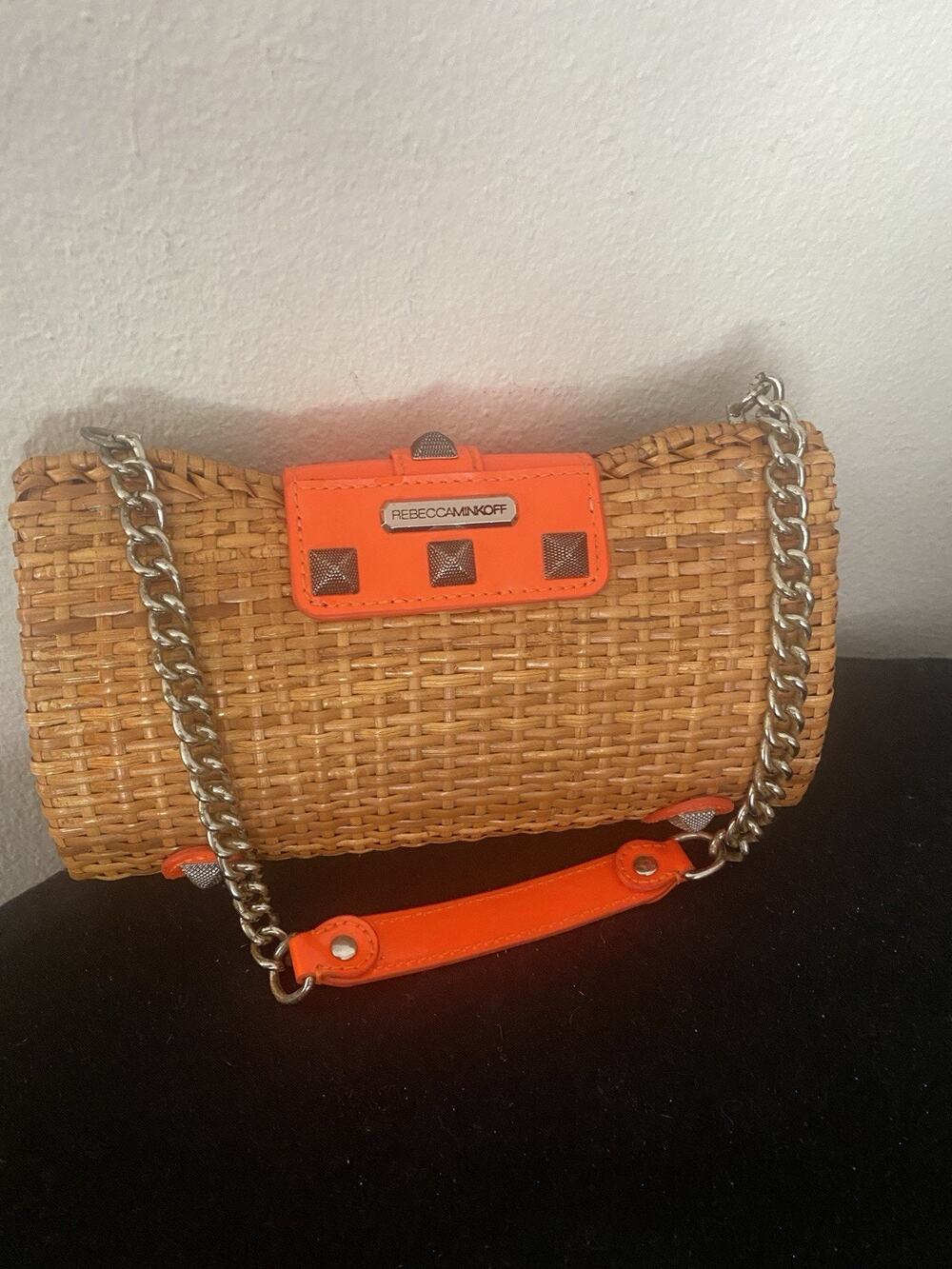 Rebecca Minkoff Neon Orange Straw Purse